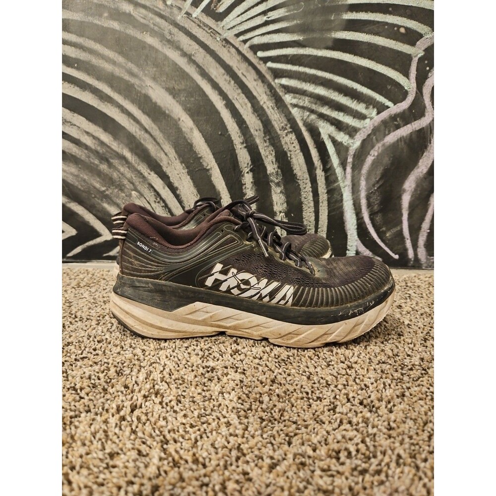 Hoka One Men's Bondi 7 Running Shoes Size 8 Black Graphite Athletic Gym Workout